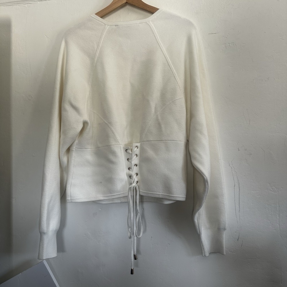 White House Black Market Cardigan Sweater NWT‎ Style Corset Detail White XL $165 - Picture 9 of 13